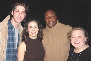 James, Marla Schaffel, Steve Harris (Eugene Young on TV's The Practice), and Mary Stout backstage at the Brooks Atkinson Theatre March 2, 2001