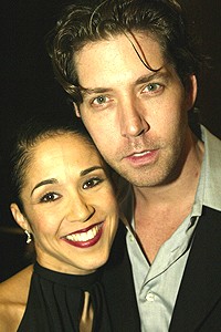 James with Dana Stackpole at the opening night party for Movin' Out at the Marriott Marquis Hotel 10/24/02